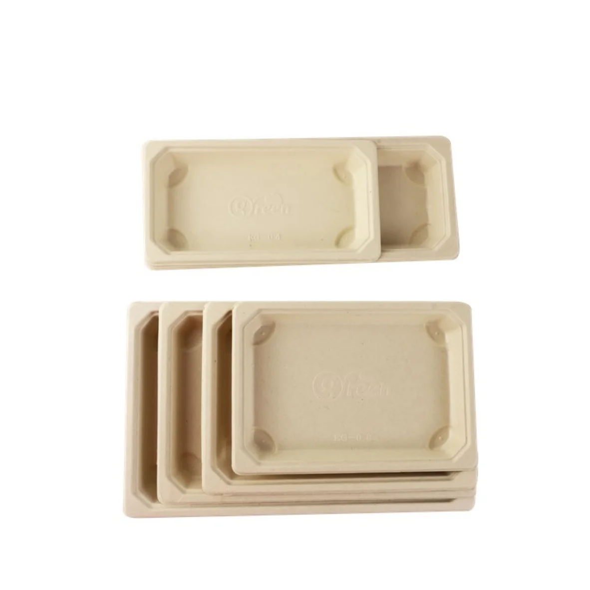 Rectangular Eco Sugarcane Bagasse Pulp Take Out Container Sushi Tray Fast Food Box With RPET Lid