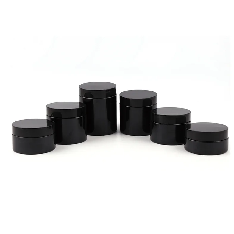 Black color 120ml empty PET jar cosmetic packaging cream container wide mouth 4oz plastic jars with lids