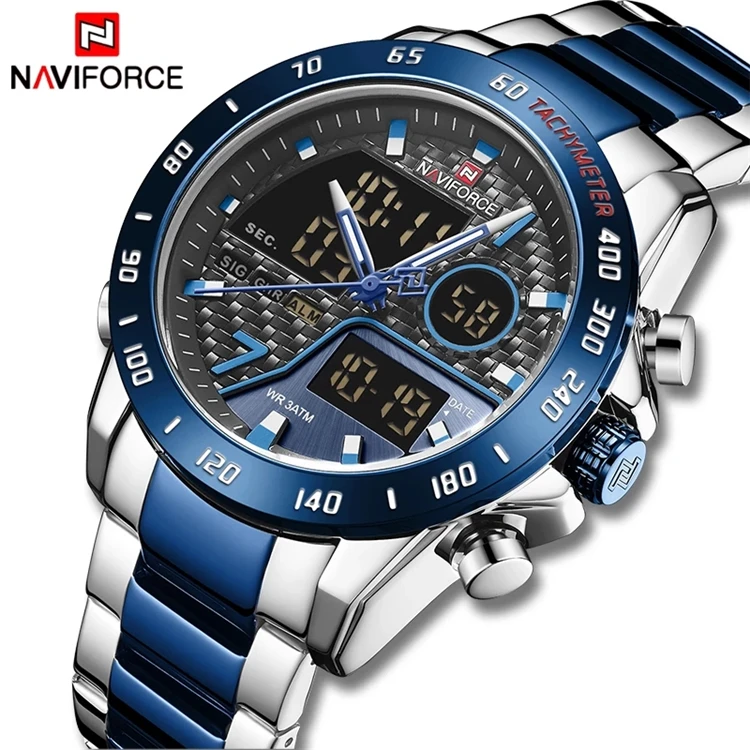 NAVIFORCE 9171 fashion Brand Men Watch fashion Digital Sport Wristwatch Mens Steel Strap Clock Male Relogio Masculino 2020