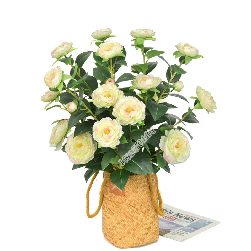 High quality faux flower real touch fake tree flower artificial camellia flower for wedding decoration