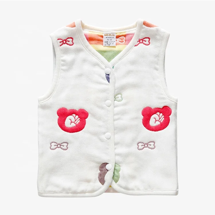 
China Supply Spring Baby Vest 100% Cotton Reversible Kids Gauze Vest 