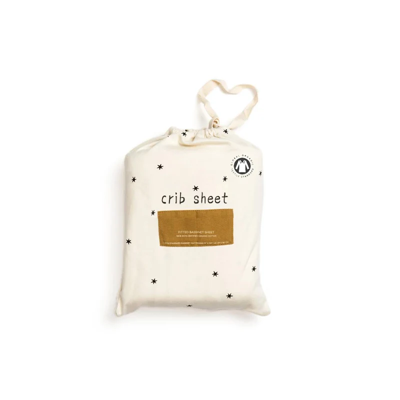100% Cotton moon printed bursing cot fitted sheets with bag cot baby organic crib sheet