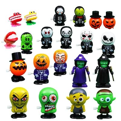 Kids Halloween Gift Wind-Up Skeleton Man Walking Bouncing Winup Toys Halloween Clockwork Zombie Party Decoration