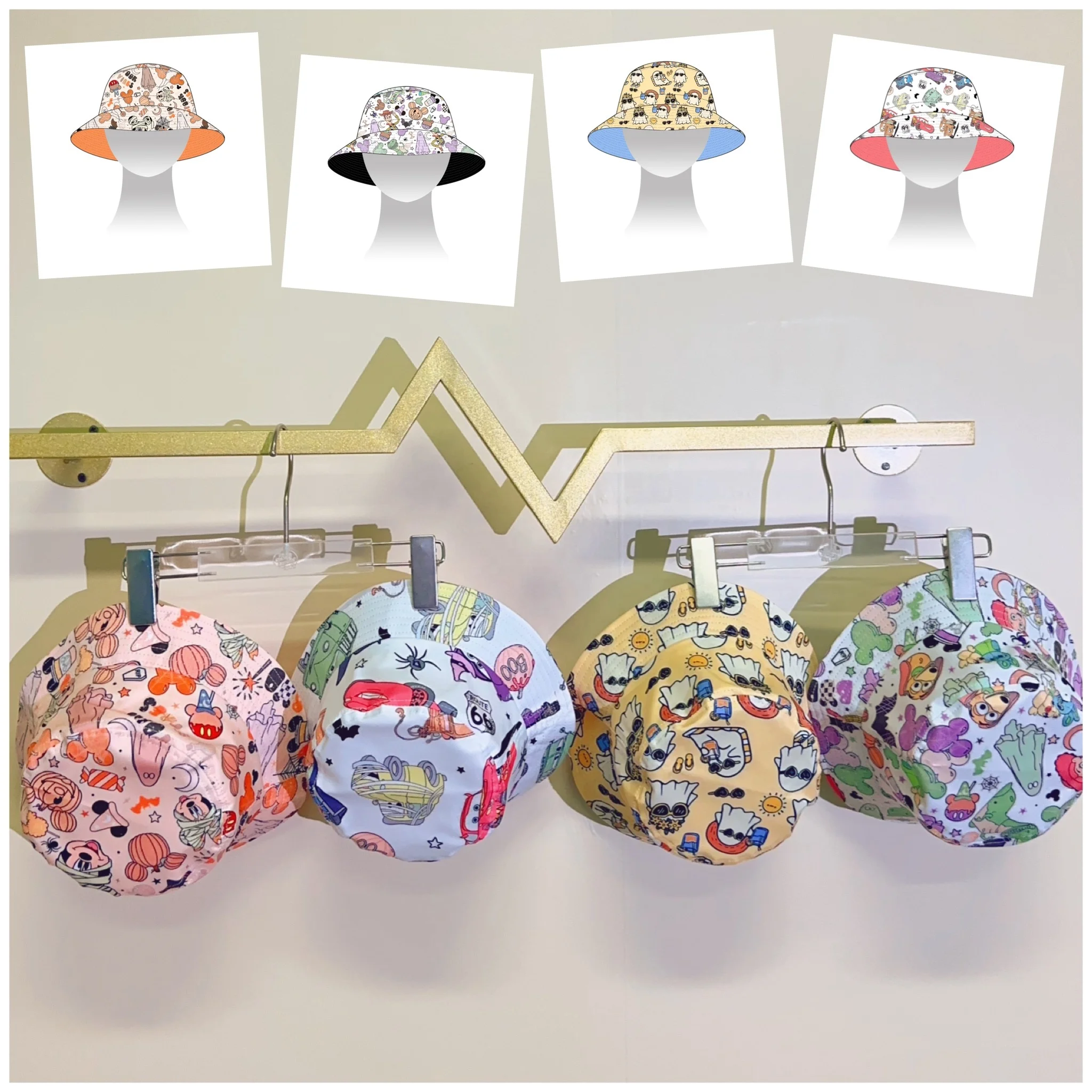 KERUI Wholesale Unisex Cartoon Bucket Hats for Mom and Baby New Design Fashion Outdoor Print kids Caps children Baby Girl