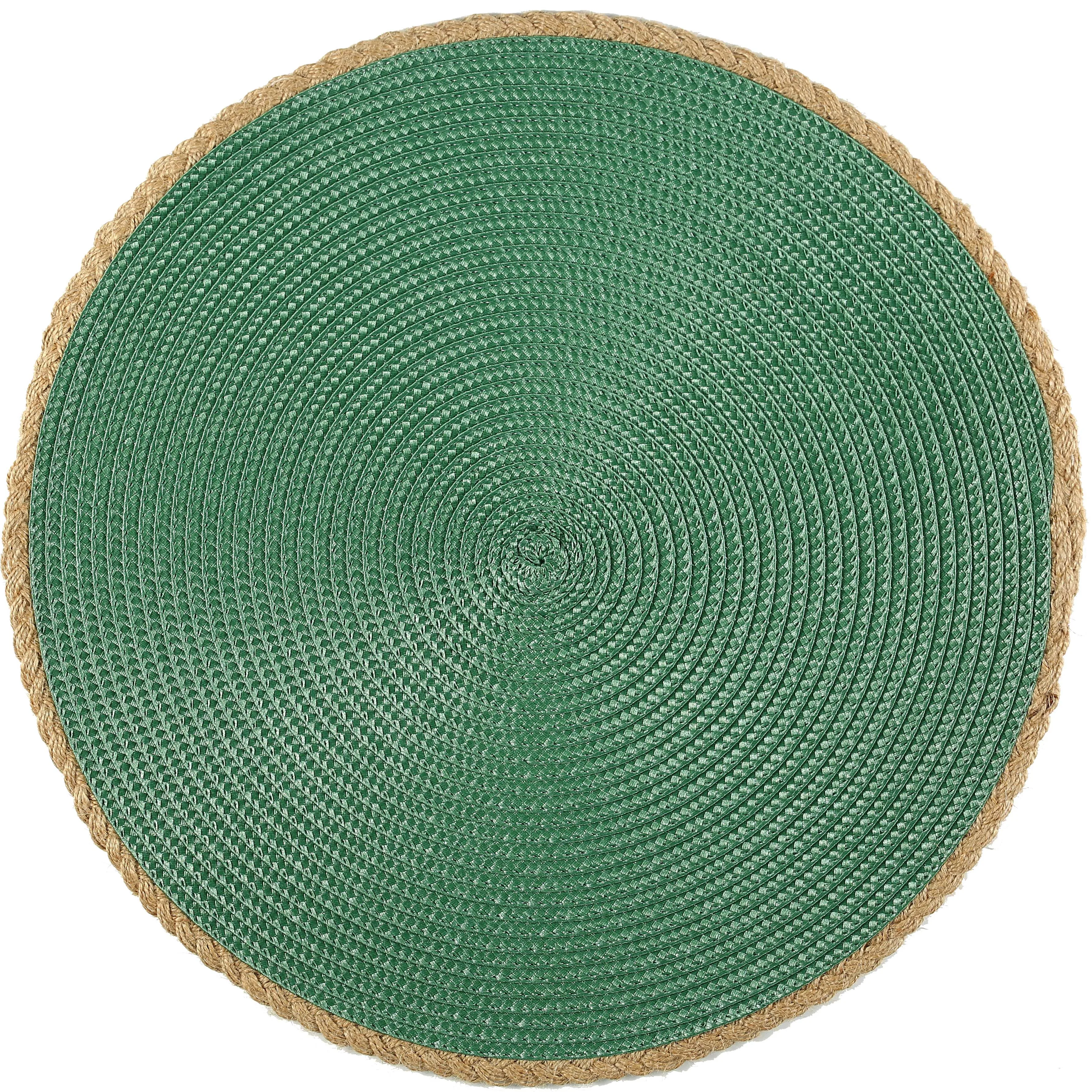 Tabletex Christmas Green Stock lots Hot sales pp woven placemat with Jute edge dinning table  pp plastic mat