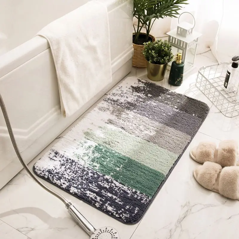 Anti Slip Polyester Bath Mat absorbs cotton microfiber door mat Coral velvet embossed floor Mat