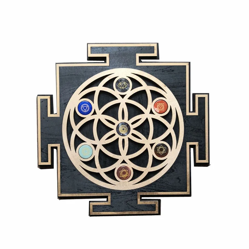 Домашний декор настенная живопись 7 чакр геометрическая форма лазерная вырезка искусство деревянные садовые подвесные