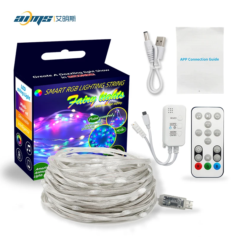 Новинка 2022 светодиодная гирлянда rgbic magic dream 5 В Смарт-приложение музыка ИК-пульт дистанционного управления рождественское освещение для вечеринки свадьбы