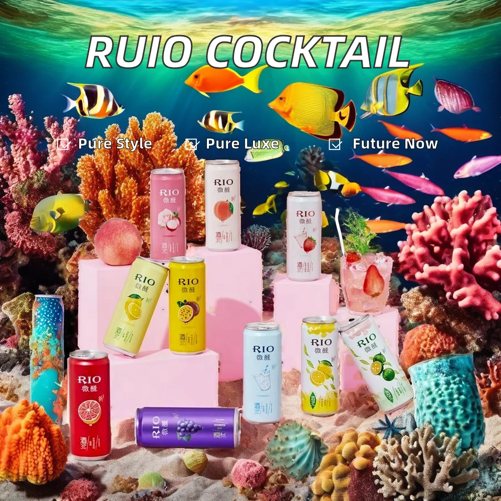 Wholesale Ruio Exotic Alcoholic Carbonated Drink 330ml Canned Fruit Flavored Cocktail Low-Fat Soda Soft Drink
