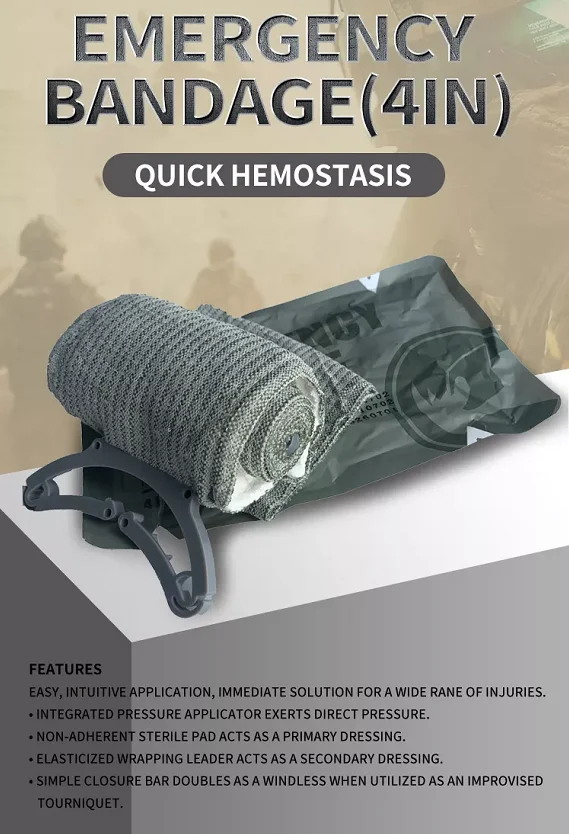 Ready Stock Wholesale 4 Inch 10cm Emergency Trauma Medical Compression Israeli Bandage For Medical Dressing