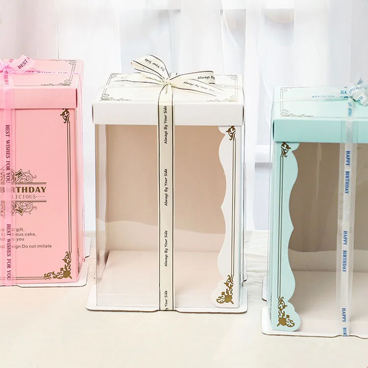 Special Ofer Beloved Dependable Square Luxury Birthday With Handle Packaging With Window Custom Cake Box