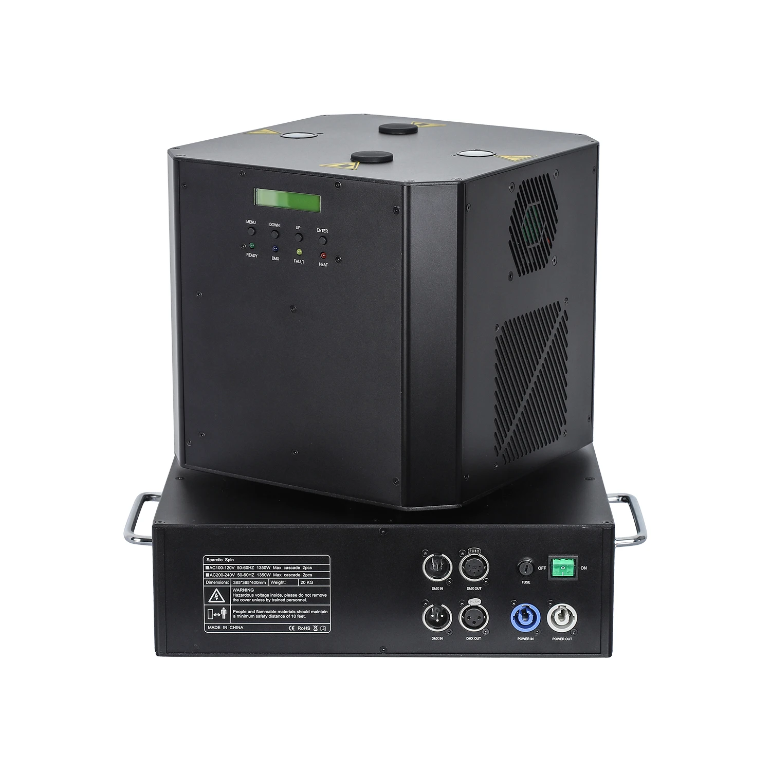 High quality 2 heads dual spin cold spark spinning machine rotation