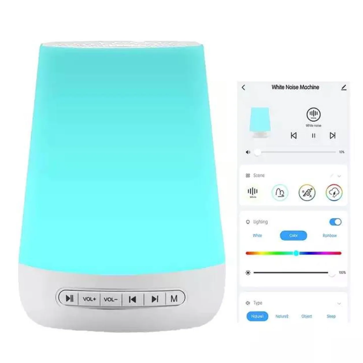 Baby Sleeping Monitor 34 Soothing Music 10 Color Night Light White Noise Machine With App