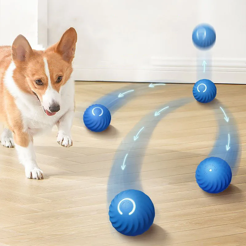 Automatic Rolling Smart Interactive Cat dog toy Bouncy Jumping balls USB Safe Soft Silicone pet chew toys