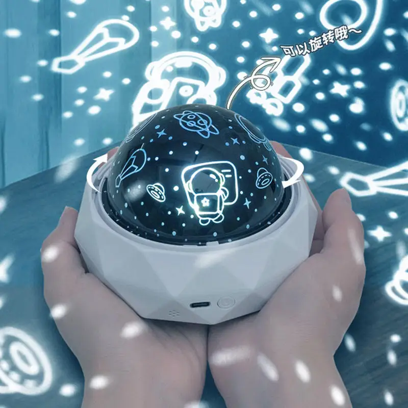 YIZHI Creative Space House Astronaut Night Light Projector Lamp Music Box LED Bedroom Atmosphere Star Sky Projector Lamp