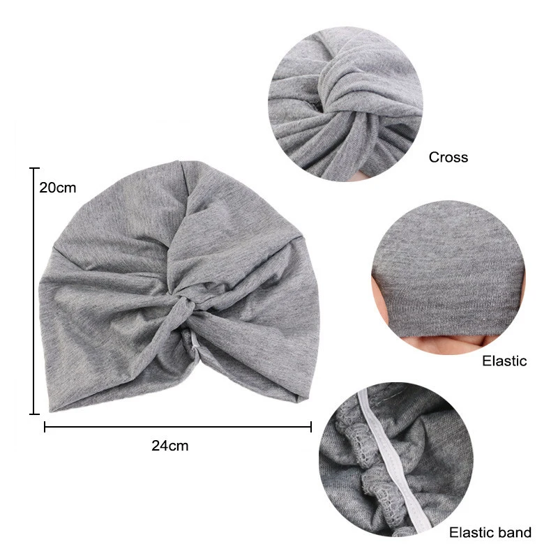 Bohemian Solid African Bonnet Cotton Cross Twist Knotted Cap Turban Hair Bonnet Hijab Muslim Hat Women
