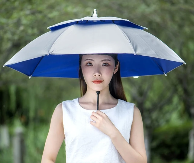 Outdoor Fishing Double Layer Hat Umbrella Small Silver UV Coating Sunshade Head Umbrella