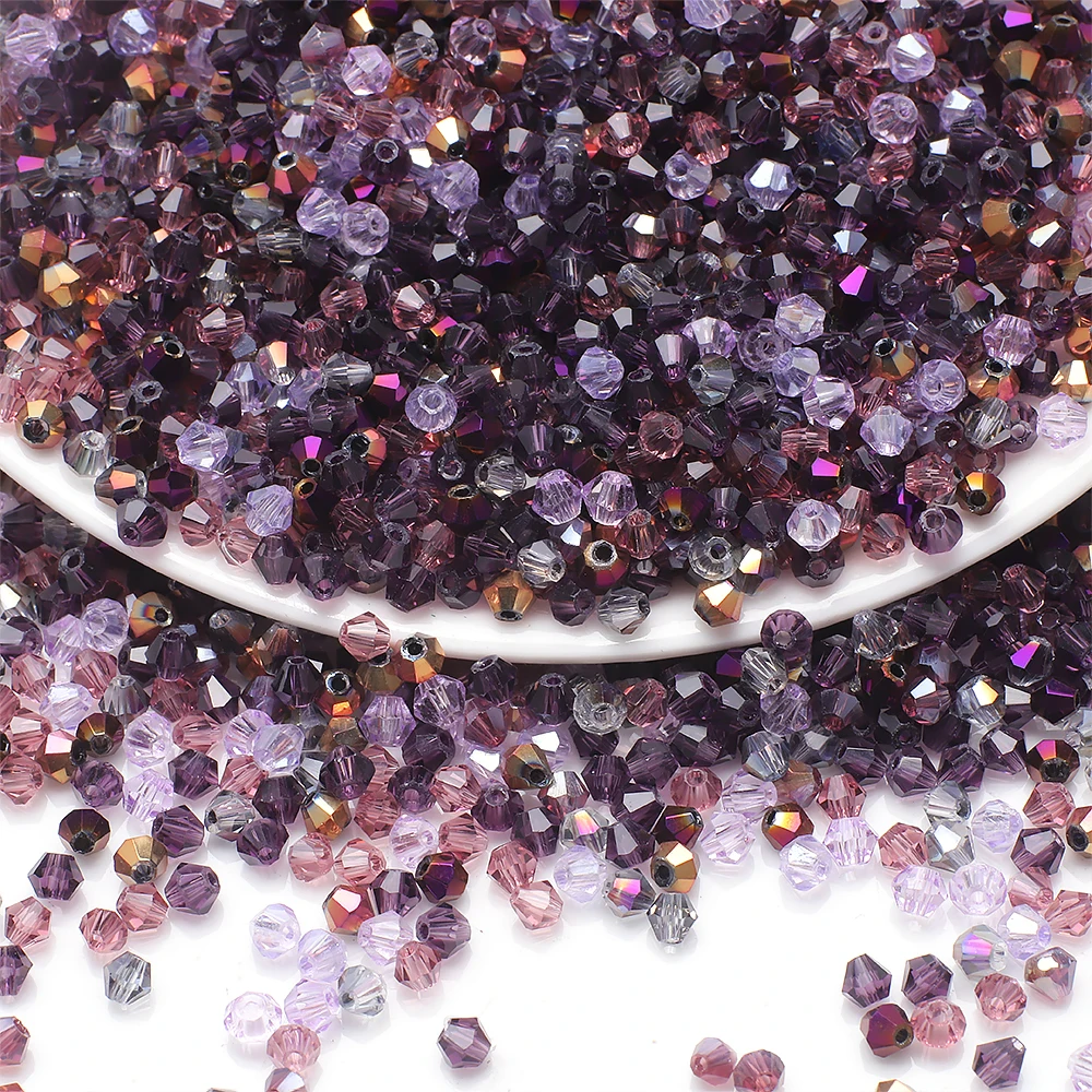 Zhubi 2MM 3MM Colorful Crystal Bicone Beads Synthetic Precious Gemstone Bicone Glass Beads for Jewelry Making DIY Handmade