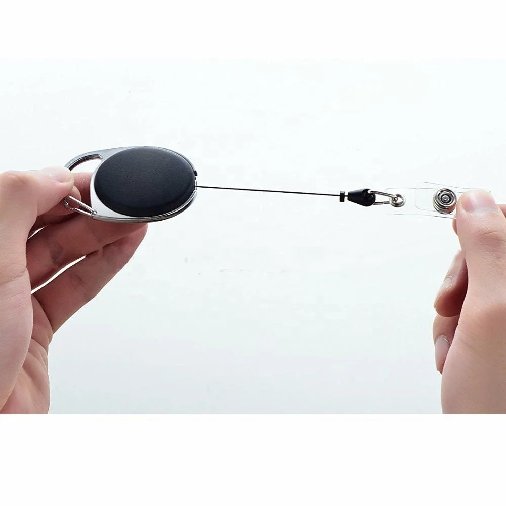 
Oval Shape Easy-pull Metal Back Clip Retractable Keychain Badge Reel 