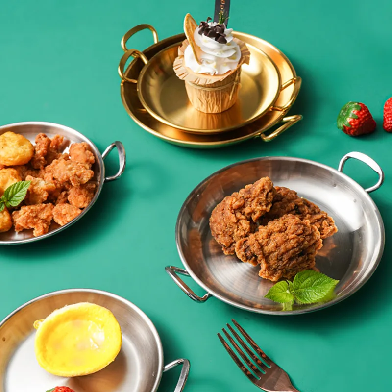 Happycooking copper frying pan morden style double sided protector cast iron pizza pan deep fryer pan