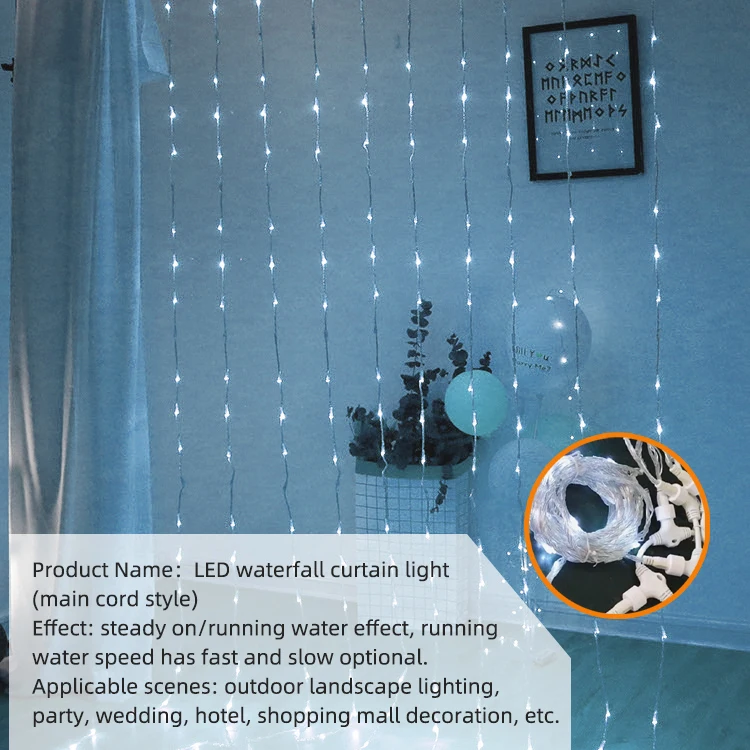led curtain waterfall light Christmas day full of stars window decoration light string manufacturers
