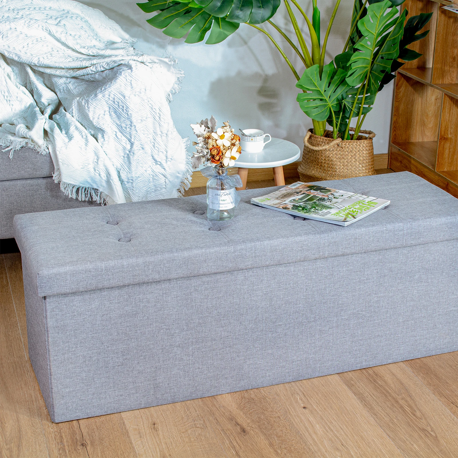 43 Inches/110cm  Folding Storage Ottoman Bench for Bedroom,Living room Holds up to 660 lb