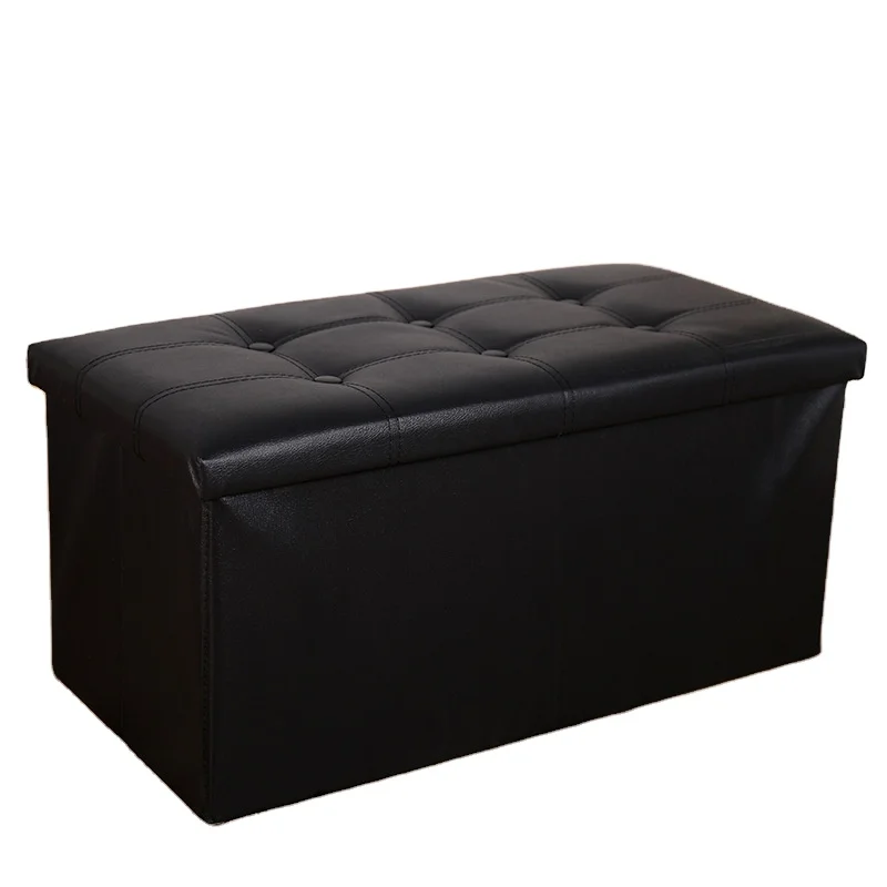 PU leather rectangular storage stool, storage stool for sitting and changing shoes stool, home folding storage stool