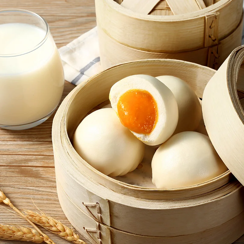 Guangzhou Restaurant Frozen Food Dimsum Steamed Bread Molten Custard Salted Egg Yolk Phoenix Steamed Bun Sweet And Nice Texture