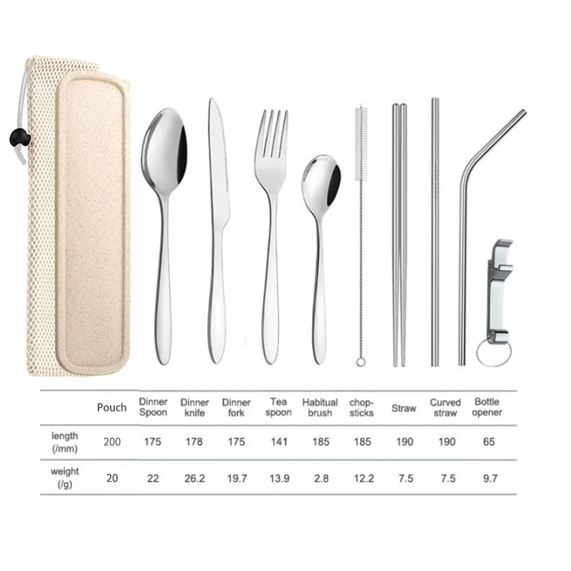 Travel Silverware Outdoor Camping Flatware Set Knife Fork Spoon With Case Picnic Portable Stainless Steel Mirror Cutlery Set