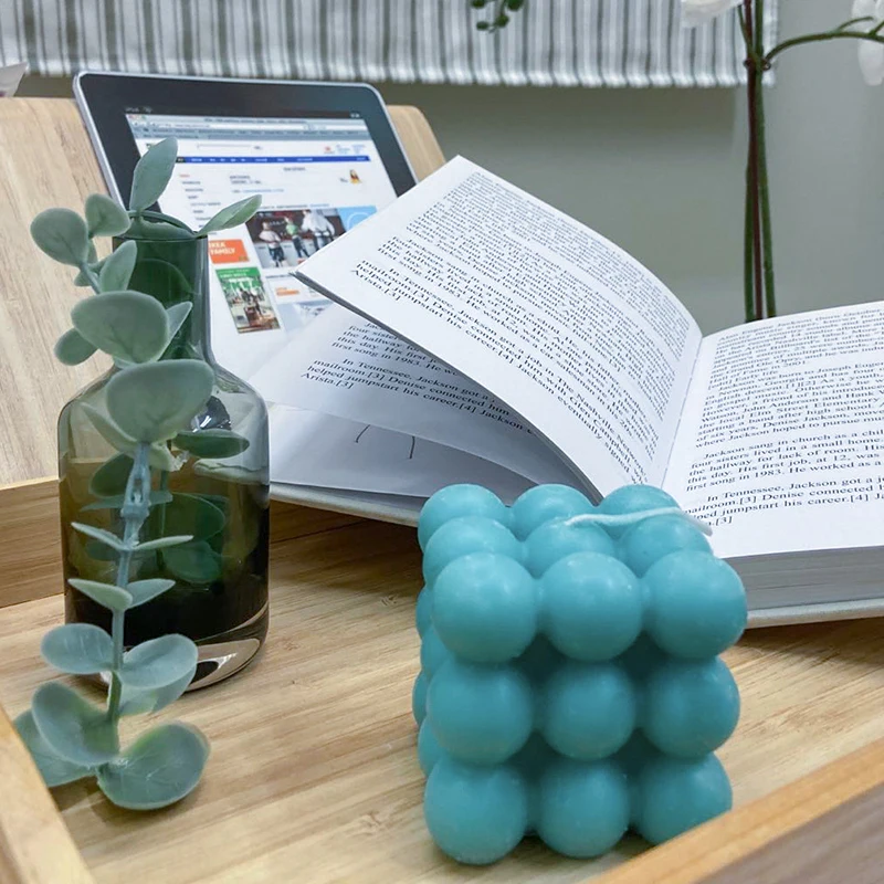 wedding decor luxury colored handmade bubble custom soy wax candle cube