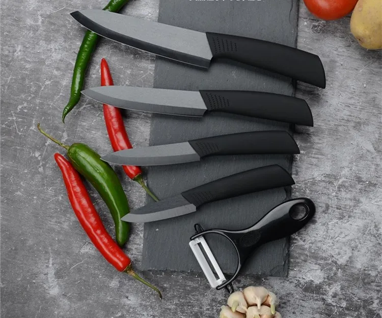 Customization Black Color Ceramic Knife Set 6 Pieces Knives with Acrylic Holder