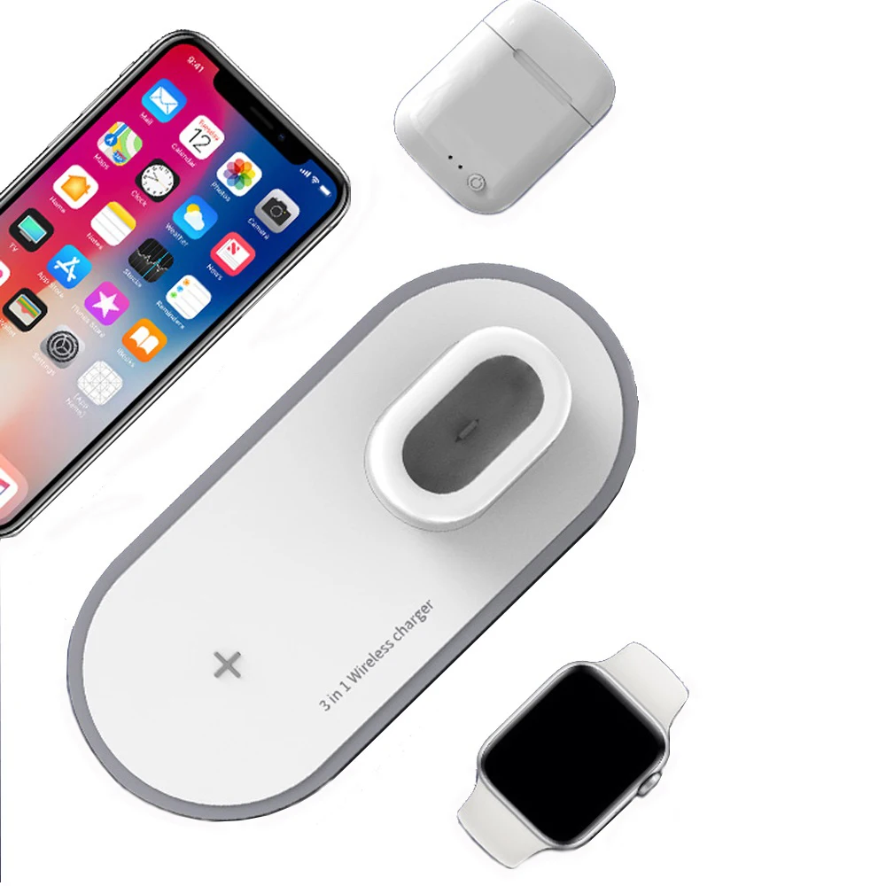 
3 in 1 QI Wireless Charger Pad Station for Phone for Apple Watch for Airpods 