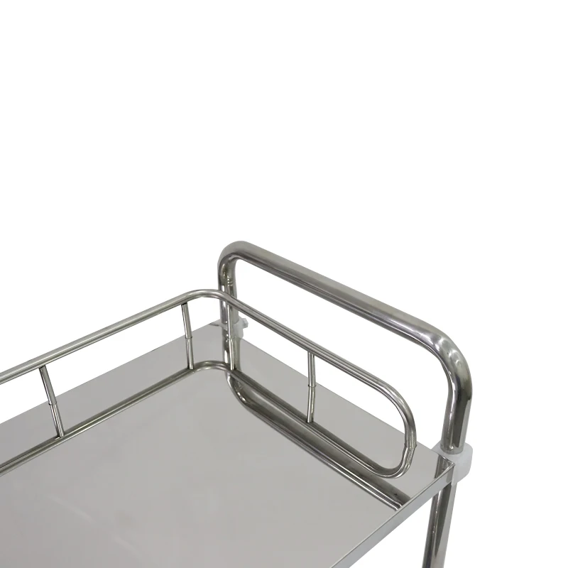 Mobile Medical Stainless Steel Movable Emergency Patient Dismantle 2 Shelf Assembled Medicine Trolley Cart For Hospital Clinic