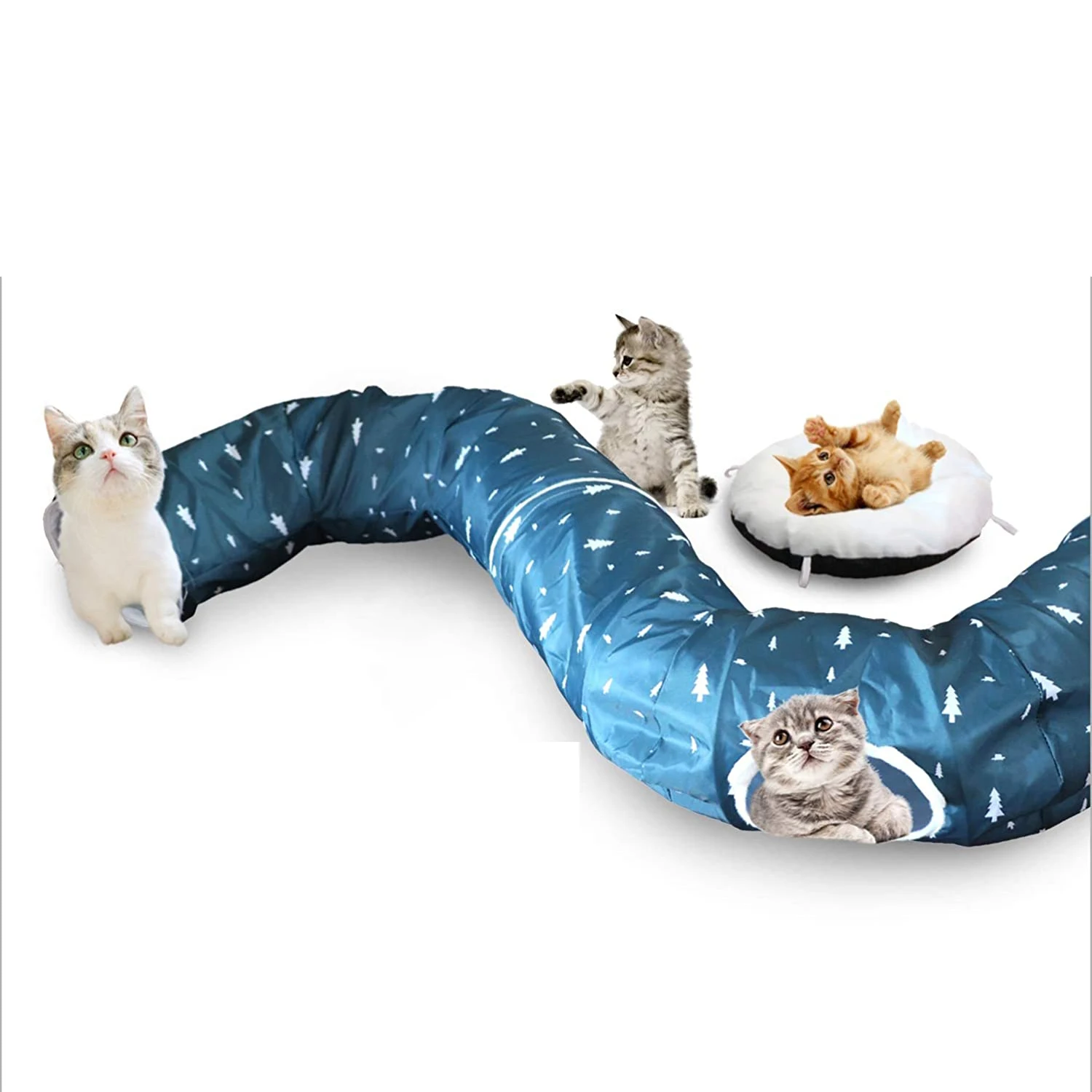 Funny  Holes Manufacture fun cheap Collapsible Pet Cat Play Tunnel Toy for Kittens with string folding Cat Tunnel
