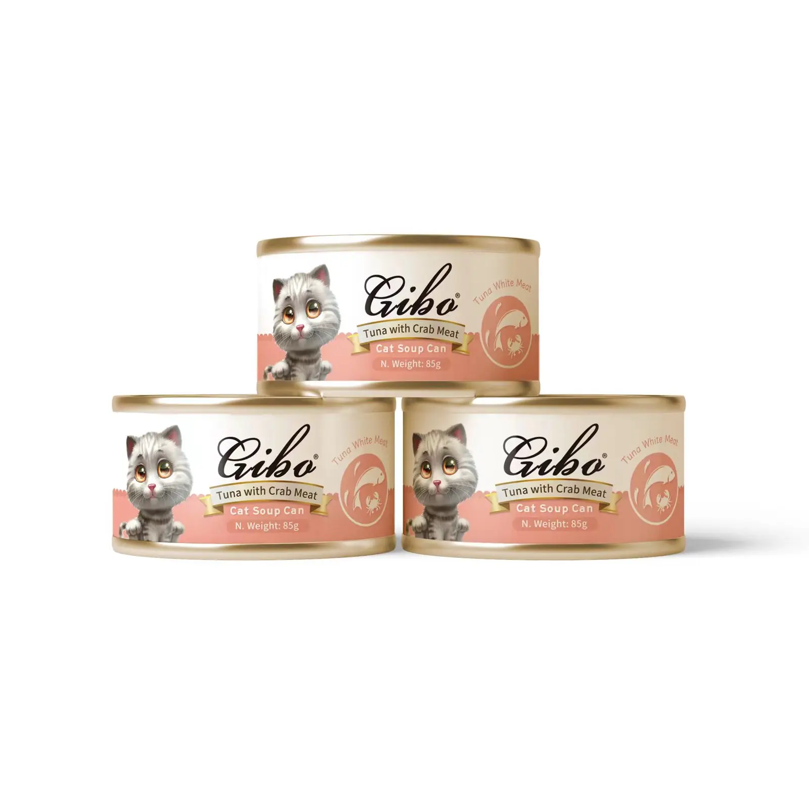 Factory Supply GIBO Brand High Protein Cat Canned Food Shreds in Gravy Treats Wet Dog Meat Tuna With Crab170g