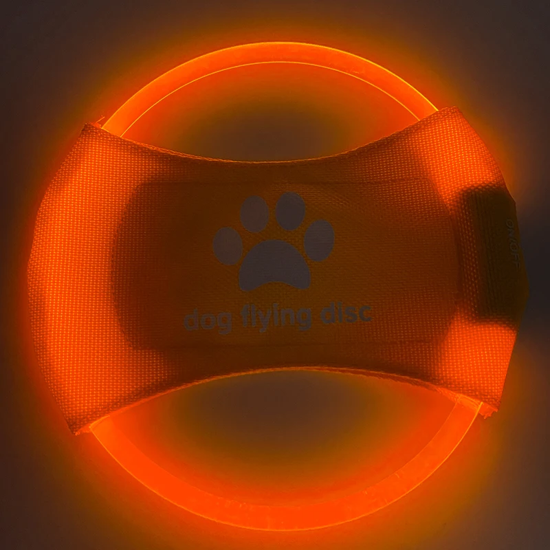 USB rechargeable LED Flying Disc Outdoor Dog Fetch Night Luminous Light Training Pet Toys