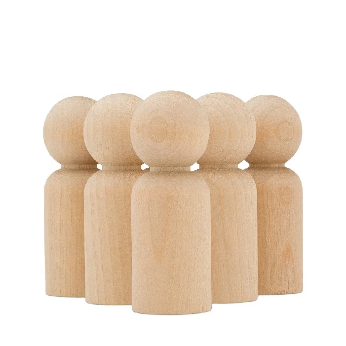 Wood Craft Unfinished Wooden Men Dad Peg Dolls For Kids DIY