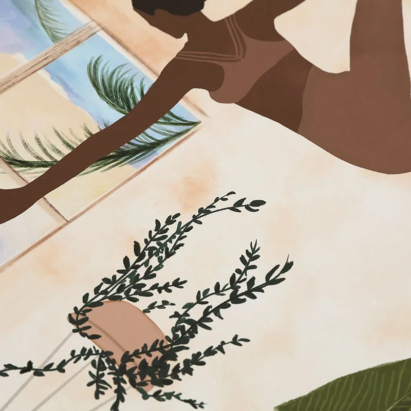 Yoga Woman Modern Wall Frame Paper Painting Art Entrance Wall Decor