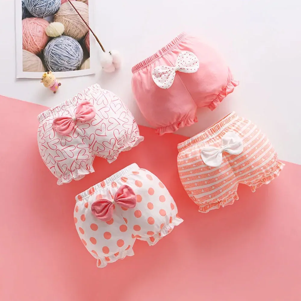 Bear Leader 4Pcs Baby Girls Underwear ComfortSoft Waistband Boxer Briefs Cotton Panties Cute Panties Polka Dot Stripe Underwear