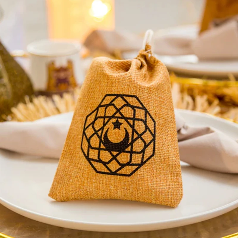 Personalised Eid Mubarak Eidi Money Wallet Drawstring Gift Bag Present Jute drawstring pouch Ramadan Boy Girl Bag