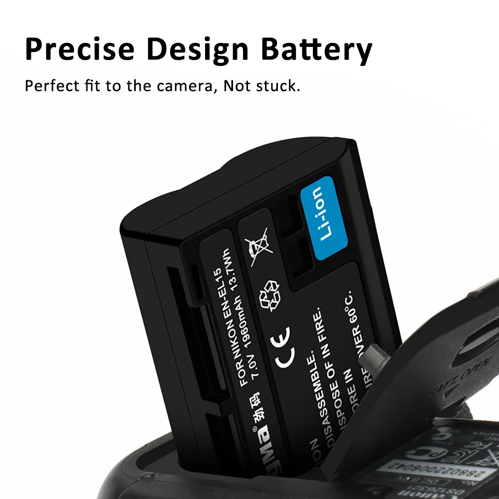 KingMa rechargeable camera battery EN-EL15 EN EL15 For NIKON D7000 D800 D800E V1
