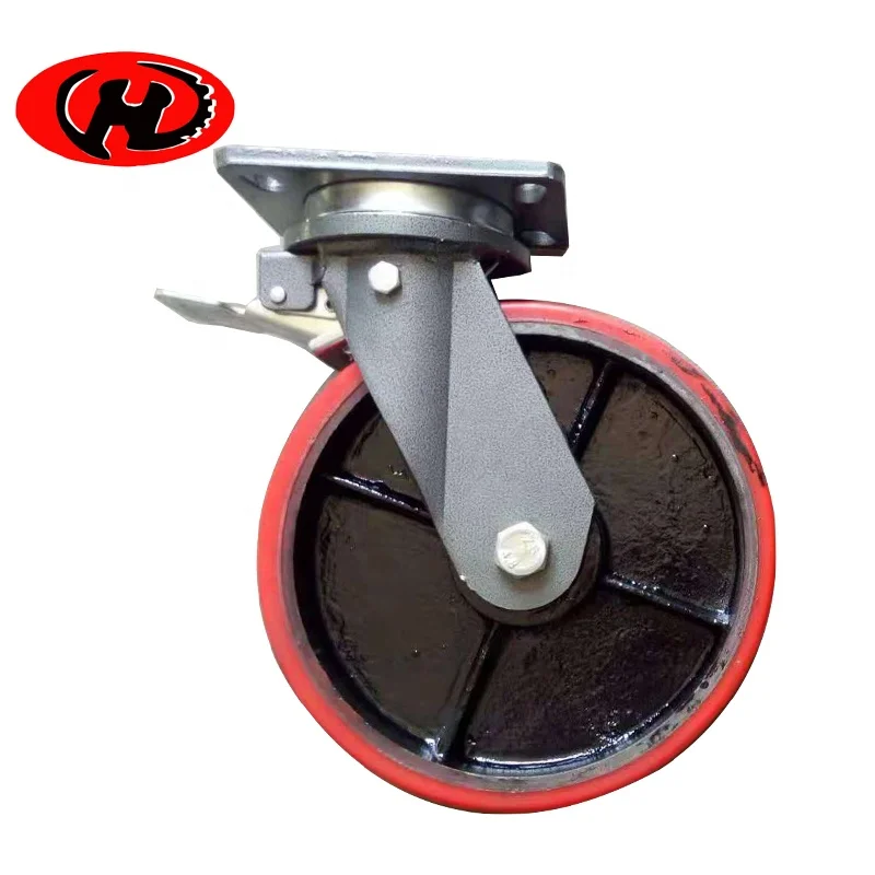 Profession heavy duty PU on iron wheel swivel   caster wheel for jumbo trolley and hand truck