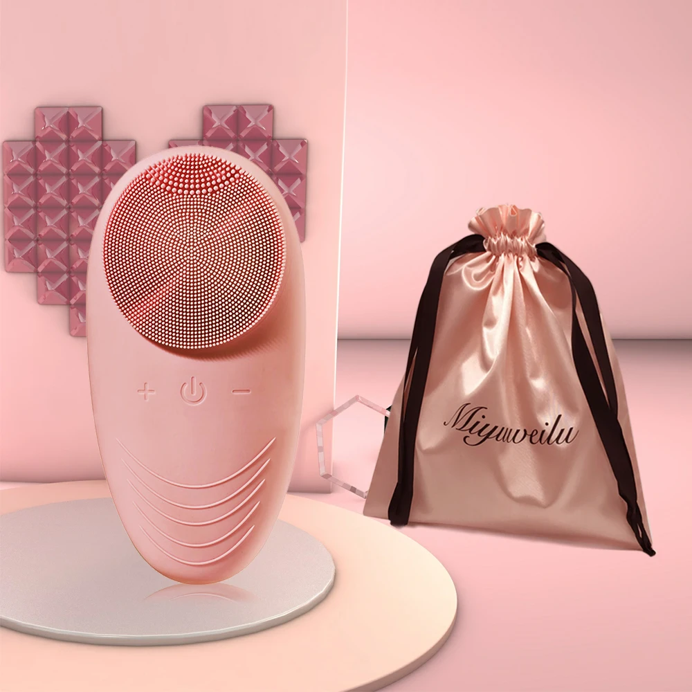 New Portable Ultrasonic Ion Skin scrubber Vibration Massager Cleansing Brush Silicone Facial Cleanser