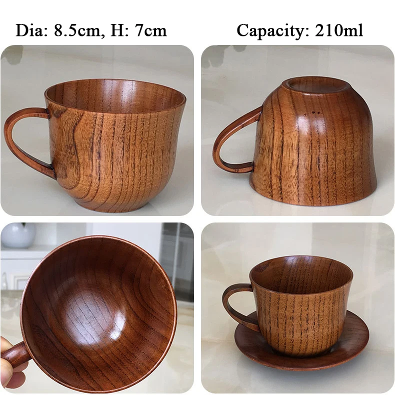 Goods In Stock Eco Friendly Wooden Unique Tea Beer Milk Coffee Handle Mug Cup With Saucer