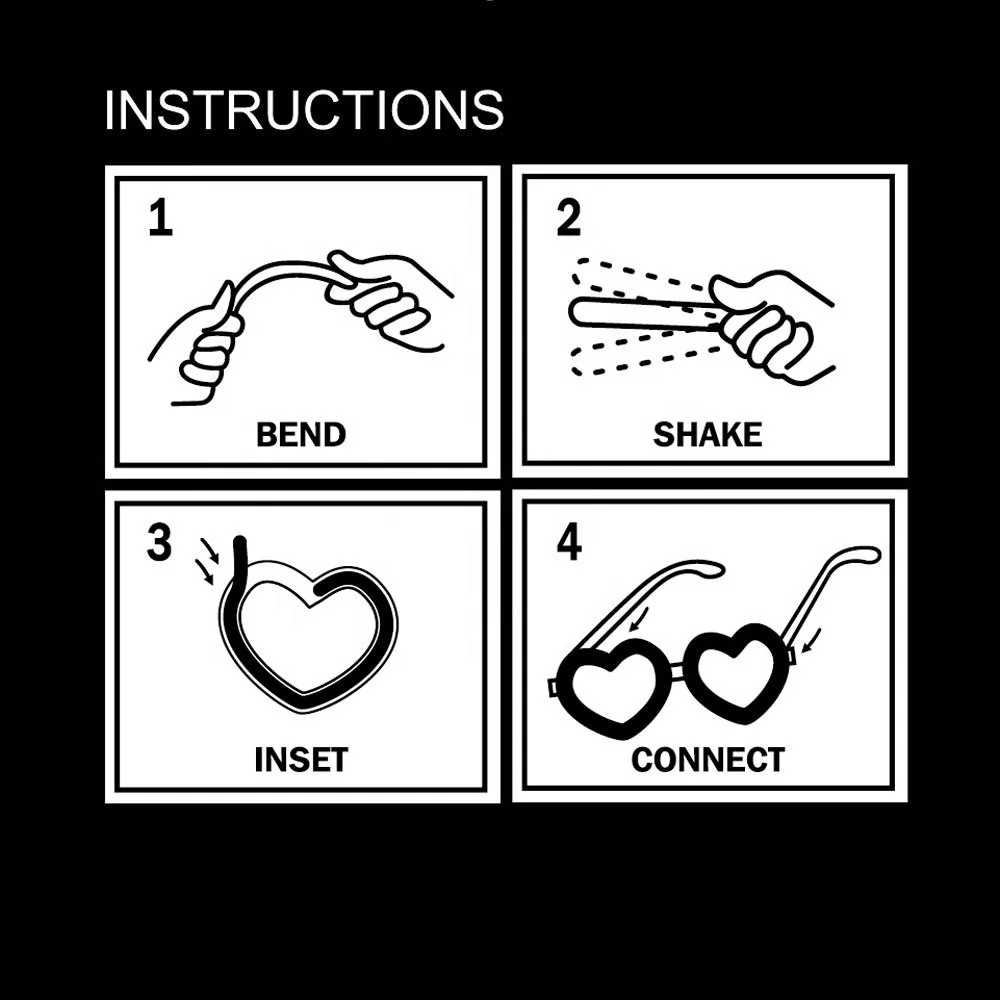 Party concert bar Neon Heart Shape glow glasses toys for christmas Plastic glow in dark light up glasses