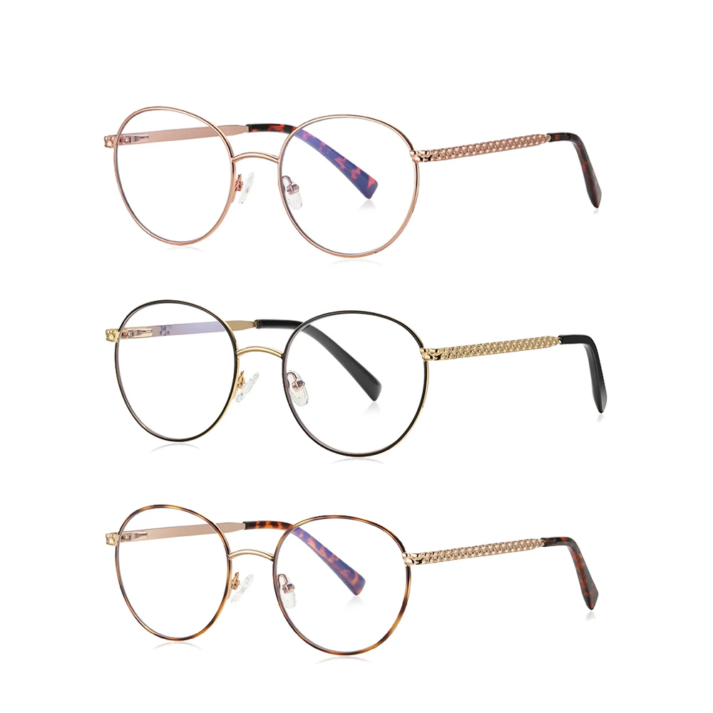 2023 Small frame glasses rack round blue ray optical mirror ins metal optical glasses