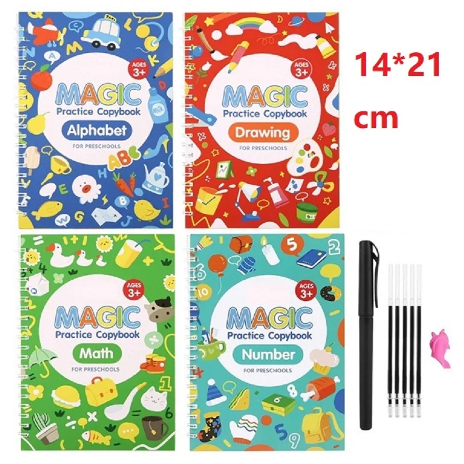 Magic Practice Copybooks Kids Reusable Book Sets  Alphabet Number Drawing Math For Kid