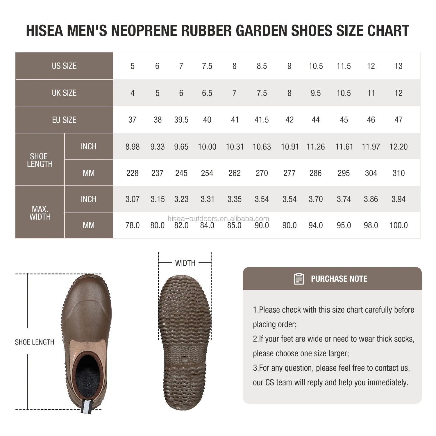 
HISEA Ankle Waterproof Rubber Garden Shoes Rain Boots Mud Muck Slip-On Shoes 