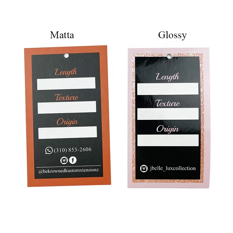 cheaper Good quality Matt and glossy hair extensions hang tag