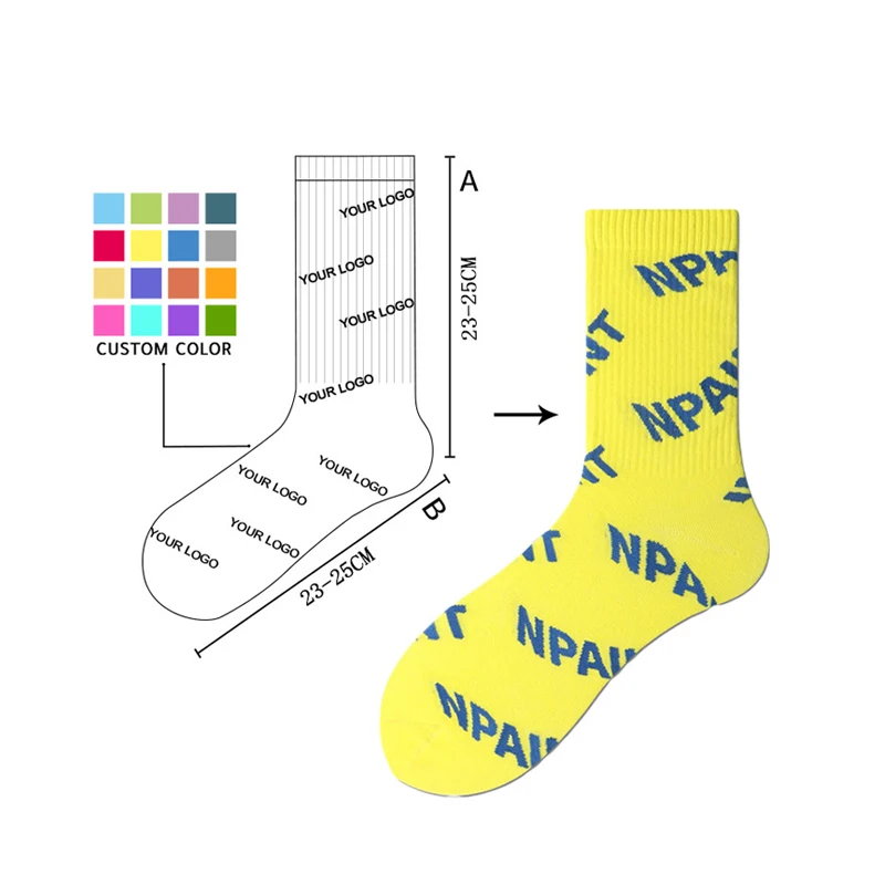 High Quality Manufacturer Custom Cotton Print Crew Socks Custom Embroidery Designer Sports Sock Custom Logo Socks